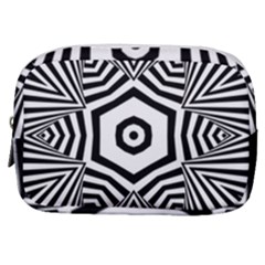 Black And White Line Art Stripes Pattern Make Up Pouch (small) by SpinnyChairDesigns