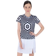 Black And White Line Art Stripes Pattern Women s Sports Top by SpinnyChairDesigns