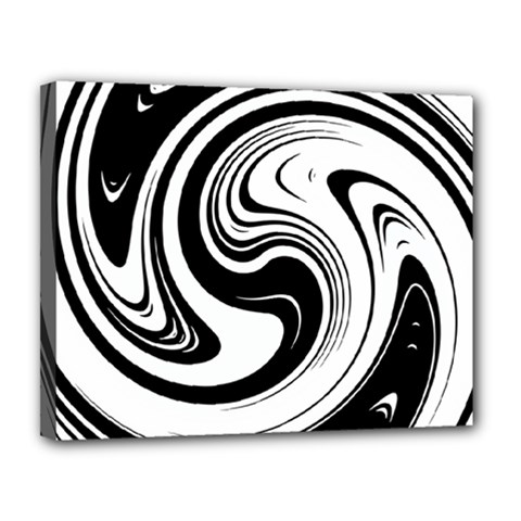 Black And White Swirl Spiral Swoosh Pattern Canvas 14  X 11  (stretched) by SpinnyChairDesigns