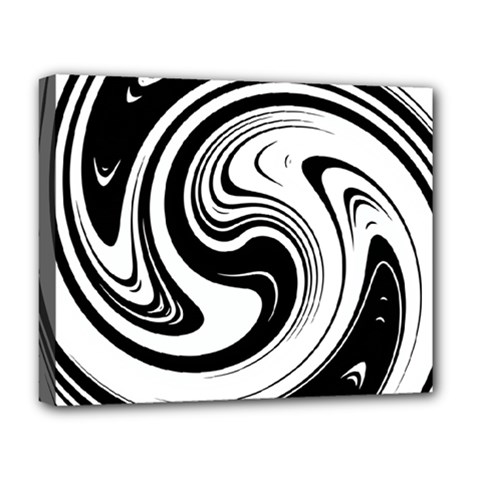 Black And White Swirl Spiral Swoosh Pattern Deluxe Canvas 20  X 16  (stretched) by SpinnyChairDesigns