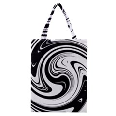 Black And White Swirl Spiral Swoosh Pattern Classic Tote Bag by SpinnyChairDesigns