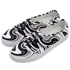 Black And White Swirl Spiral Swoosh Pattern Women s Classic Low Top Sneakers by SpinnyChairDesigns