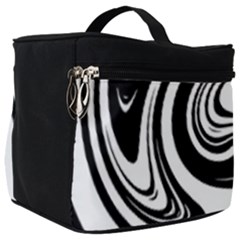 Black And White Swirl Spiral Swoosh Pattern Make Up Travel Bag (big) by SpinnyChairDesigns