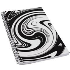 Black And White Swirl Spiral Swoosh Pattern 5 5  X 8 5  Notebook by SpinnyChairDesigns