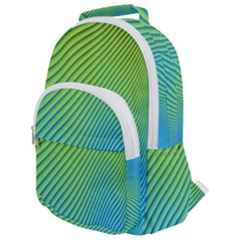 Blue Green Abstract Stripe Pattern  Rounded Multi Pocket Backpack by SpinnyChairDesigns