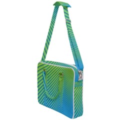 Blue Green Abstract Stripe Pattern  Cross Body Office Bag by SpinnyChairDesigns