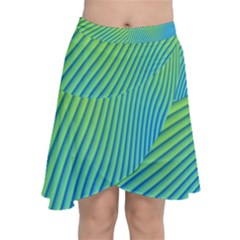 Blue Green Abstract Stripe Pattern  Chiffon Wrap Front Skirt by SpinnyChairDesigns