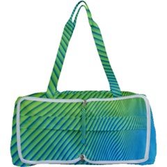 Blue Green Abstract Stripe Pattern  Multi Function Bag by SpinnyChairDesigns