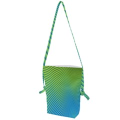 Blue Green Abstract Stripe Pattern  Folding Shoulder Bag by SpinnyChairDesigns
