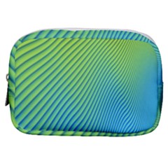 Blue Green Abstract Stripe Pattern  Make Up Pouch (small) by SpinnyChairDesigns