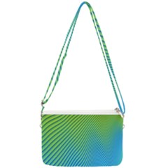 Blue Green Abstract Stripe Pattern  Double Gusset Crossbody Bag by SpinnyChairDesigns