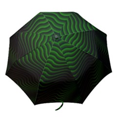 Black And Green Abstract Stripes Gradient Folding Umbrellas by SpinnyChairDesigns