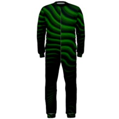 Black And Green Abstract Stripes Gradient Onepiece Jumpsuit (men)  by SpinnyChairDesigns