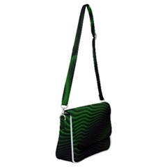 Black And Green Abstract Stripes Gradient Shoulder Bag With Back Zipper