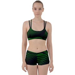 Black And Green Abstract Stripes Gradient Perfect Fit Gym Set by SpinnyChairDesigns