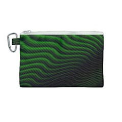 Black And Green Abstract Stripes Gradient Canvas Cosmetic Bag (medium) by SpinnyChairDesigns