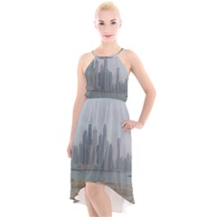 P1020022 High-low Halter Chiffon Dress  by 45678