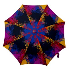 Colorful Paint Splatter Texture Red Black Yellow Blue Hook Handle Umbrellas (medium) by SpinnyChairDesigns