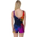 Colorful Paint Splatter Texture Red Black Yellow Blue One Piece Boyleg Swimsuit View2