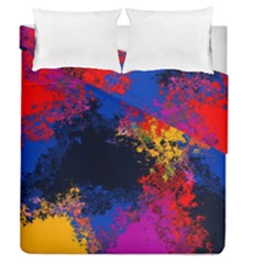 Colorful Paint Splatter Texture Red Black Yellow Blue Duvet Cover Double Side (queen Size) by SpinnyChairDesigns