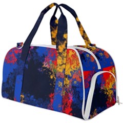 Colorful Paint Splatter Texture Red Black Yellow Blue Burner Gym Duffel Bag by SpinnyChairDesigns