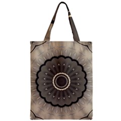 Beige Kaleidoscope Mandala Arabesque Pattern Zipper Classic Tote Bag by SpinnyChairDesigns