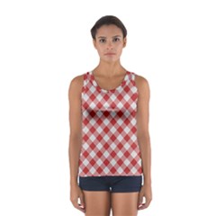 Picnic Gingham Red White Checkered Plaid Pattern Sport Tank Top  by SpinnyChairDesigns