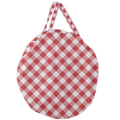 Picnic Gingham Red White Checkered Plaid Pattern Giant Round Zipper Tote by SpinnyChairDesigns