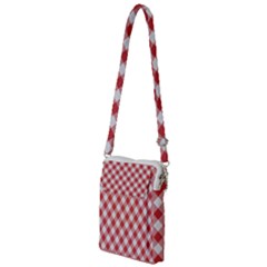 Picnic Gingham Red White Checkered Plaid Pattern Multi Function Travel Bag by SpinnyChairDesigns