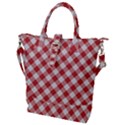 Picnic Gingham Red White Checkered Plaid Pattern Buckle Top Tote Bag View1