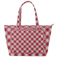 Picnic Gingham Red White Checkered Plaid Pattern Back Pocket Shoulder Bag  by SpinnyChairDesigns