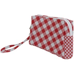 Picnic Gingham Red White Checkered Plaid Pattern Wristlet Pouch Bag (small) by SpinnyChairDesigns