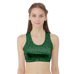 Green Intricate Pattern Sports Bra With Border by SpinnyChairDesigns