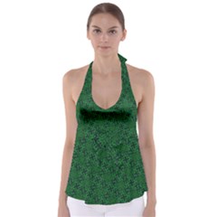 Green Intricate Pattern Babydoll Tankini Top by SpinnyChairDesigns
