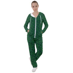 Green Intricate Pattern Women s Tracksuit by SpinnyChairDesigns