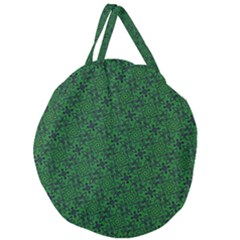 Green Intricate Pattern Giant Round Zipper Tote