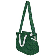 Green Intricate Pattern Rope Handles Shoulder Strap Bag by SpinnyChairDesigns