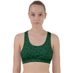 Green Intricate Pattern Back Weave Sports Bra by SpinnyChairDesigns
