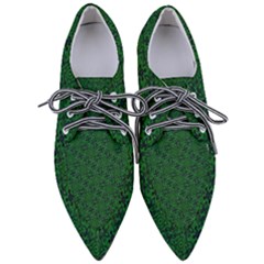 Green Intricate Pattern Pointed Oxford Shoes by SpinnyChairDesigns