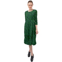 Green Intricate Pattern Ruffle End Midi Chiffon Dress by SpinnyChairDesigns