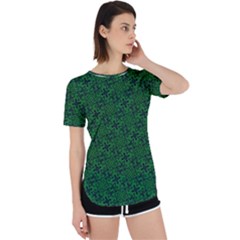 Green Intricate Pattern Perpetual Short Sleeve T-shirt by SpinnyChairDesigns