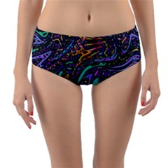 Multicolored Abstract Art Pattern Reversible Mid-waist Bikini Bottoms by SpinnyChairDesigns