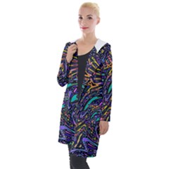 Multicolored Abstract Art Pattern Hooded Pocket Cardigan by SpinnyChairDesigns