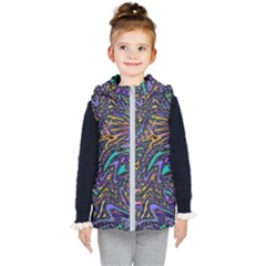 Multicolored Abstract Art Pattern Kids  Hooded Puffer Vest by SpinnyChairDesigns