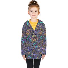 Multicolored Abstract Art Pattern Kids  Double Breasted Button Coat by SpinnyChairDesigns