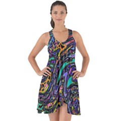 Multicolored Abstract Art Pattern Show Some Back Chiffon Dress by SpinnyChairDesigns