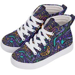 Multicolored Abstract Art Pattern Kids  Hi-top Skate Sneakers by SpinnyChairDesigns