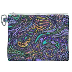 Multicolored Abstract Art Pattern Canvas Cosmetic Bag (xxl) by SpinnyChairDesigns