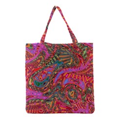 Abstract Art Multicolored Pattern Grocery Tote Bag by SpinnyChairDesigns