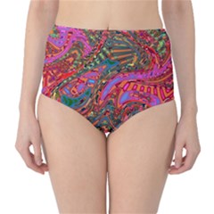 Abstract Art Multicolored Pattern Classic High-waist Bikini Bottoms by SpinnyChairDesigns